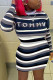Grey Fashion Casual Striped Print Letter Turtleneck Printed Dress