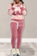 Pink Street Striped Draw String Hooded Collar Long Sleeve Two Pieces