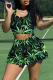 Green Casual Print Patchwork U Neck Sleeveless Two Pieces