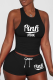 Black Sexy Print Patchwork U Neck Sleeveless Two Pieces