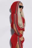 Red adult Sexy Fashion Split Striped asymmetrical Zippered Patchwork Two Piece Suits pencil Lo