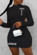 Black Sexy Print Patchwork Half A Turtleneck Pencil Skirt Dresses