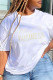 White Casual Vintage Print Letter O Neck T-Shirts