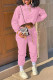 Pink Casual Sportswear Solid Patchwork Hooded Collar Long Sleeve Two Pieces