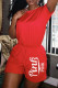 Orange Red Fashion Casual Letter Print Basic O Neck Regular Romper