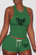Green Sexy Print Patchwork U Neck Sleeveless Two Pieces