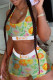 Multicolor Casual Sportswear Print Vests U Neck Sleeveless Two Pieces