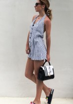 As Show as picture Backless Patchwork Fashion sexy Rompers