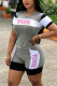 Grey Fashion Letter Printed T-shirt Shorts Sports Set