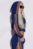 Red adult Sexy Fashion Split Striped asymmetrical Zippered Patchwork Two Piece Suits pencil Lo