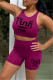 Rose Red Casual Sportswear Letter Print Basic O Neck Sleeveless Two Pieces