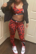 Red Casual Print Patchwork U Neck Sleeveless Two Pieces