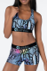 Snake Print Casual Print Patchwork U Neck Sleeveless Two Pieces