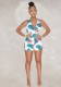 White Backless Patchwork Print Fashion sexy Jumpsuits & Rompers