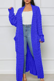 Blue Casual Solid Patchwork Outerwear