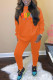 Orange Casual Print Patchwork O Neck Long Sleeve Two Pieces