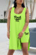 Fluorescent Green Casual Print Patchwork High Opening U Neck Sleeveless Two Pieces
