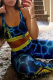 Blue Casual Print Patchwork U Neck Sleeveless Two Pieces