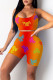 Red Casual Print Patchwork Spaghetti Strap Sleeveless Two Pieces