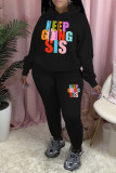 Pink Casual Print Patchwork Hooded Collar Long Sleeve Two Pieces