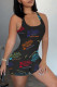 Black Casual Sportswear Print Vests U Neck Skinny Romper