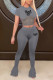 Dark Gray Sexy Casual Letter Print Patchwork See-through O Neck Short Sleeve Two Pieces