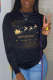Black Street Print Letter O Neck Tops