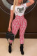 Red Fashion Casual Letter Print Basic O Neck Short Sleeve Two Pieces