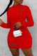 Red Sexy Print Patchwork Half A Turtleneck Pencil Skirt Dresses