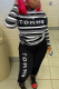 Grey Sexy Striped Letter Half A Turtleneck Long Sleeve Two Pieces