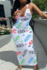 White Sexy Casual Letter Print Basic U Neck Vest Dress