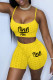 Yellow Sexy Print Patchwork Backless Spaghetti Strap Sleeveless Two Pieces
