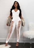 White Backless Solid Fashion sexy Jumpsuits & Rompers