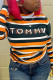 Yellow Fashion Casual Letter Striped Print Basic Turtleneck Tops