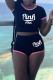 Black Casual Print Patchwork O Neck Short Sleeve Two Pieces