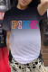 Black Fashion Casual Gradual Change Letter Print Basic O Neck T-Shirts