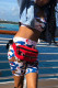 BlueWhite Sexy Fashion Printed Shorts Two-piece Set