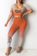 Orange Fashion Casual Gradual Change Letter Print Basic O Neck Short Sleeve Two Pieces
