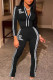 Black Casual Print Patchwork Zipper Zipper Collar Long Sleeve Two Pieces