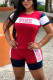 Red Fashion Letter Printed T-shirt Shorts Sports Set