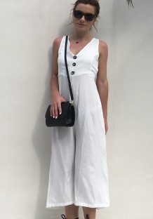 White Backless Solid Fashion sexy Jumpsuits & Rompers