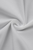 White Sexy Solid Patchwork Feathers V Neck Long Sleeve Two Pieces