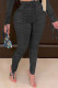 Black Blue Green Pink Elastic Fly High Solid Draped pencil Pants Bottoms