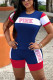 Blue Fashion Letter Printed T-shirt Shorts Sports Set