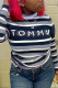 Black Gray Fashion Casual Letter Striped Print Basic Turtleneck Tops