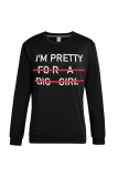 Black Street Vintage Print Patchwork Letter O Neck Tops
