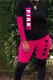 rose red Street Print pencil Long Sleeve Two Pieces