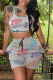 Grey Casual Print Patchwork O Neck Sleeveless Two Pieces