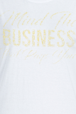 White Casual Vintage Print Letter O Neck T-Shirts