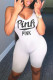 White Sexy Casual Letter Print Basic Spaghetti Strap Skinny Romper